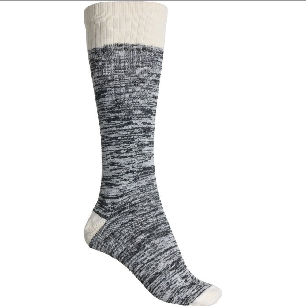Alaska Knits Black Gray Ivory Heather Traditional Wool Blend Knee High Socks